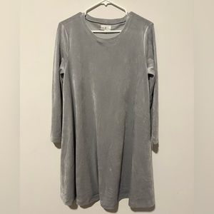 Lou Grey Silver Velvet Swing Dress